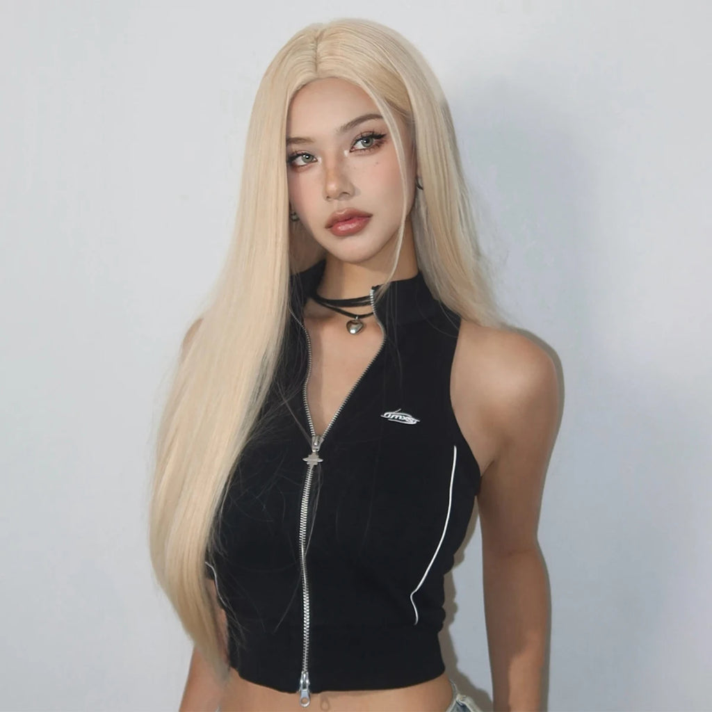 Long Light Blonde Straight Wig for Crossdressers