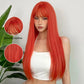 Long Straight Orange Wig with Bangs - Crossdresser's Daily Cosplay Heat Resistant Synthetic Hair