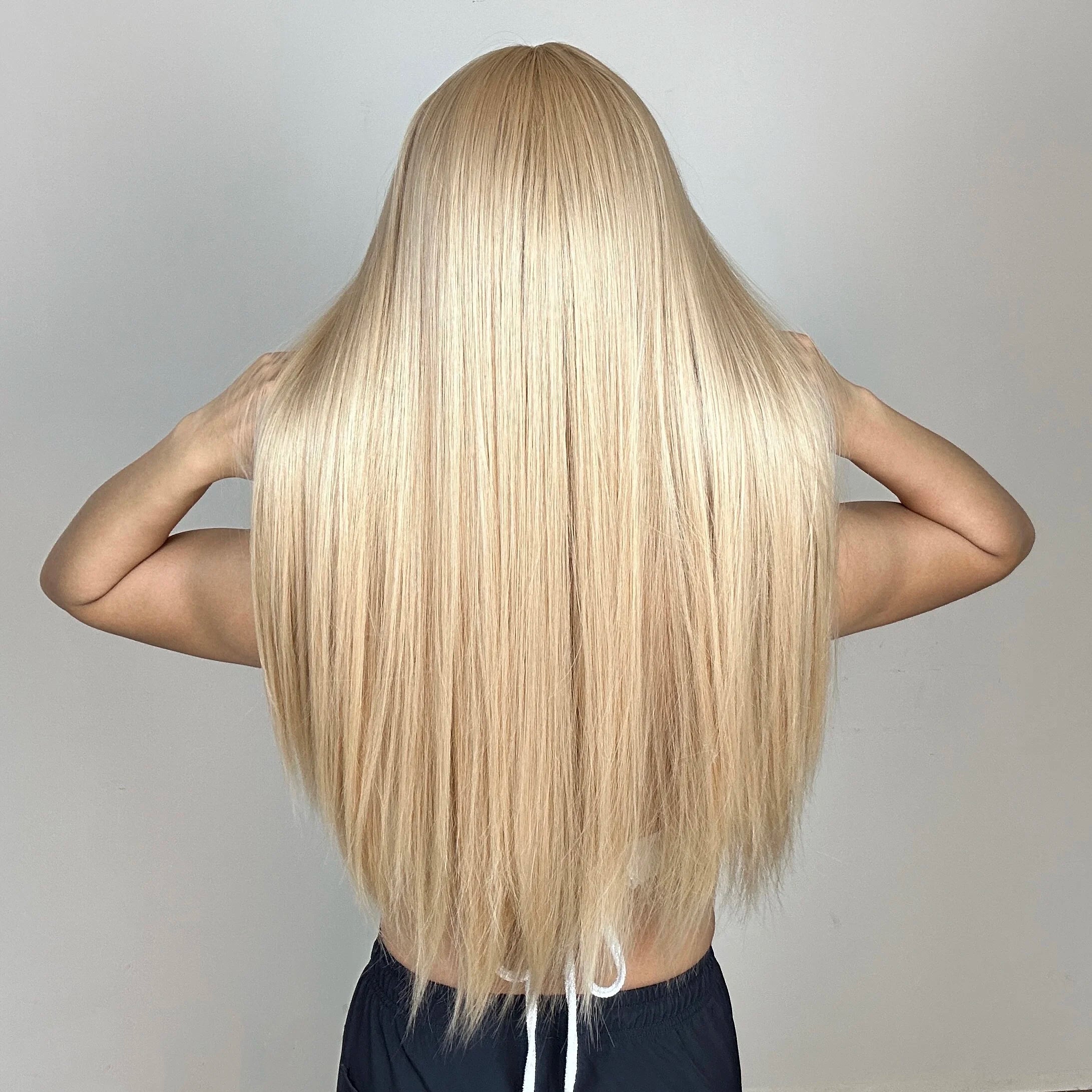 Long Golden Blonde Straight Wig with Bangs for Crossdressers