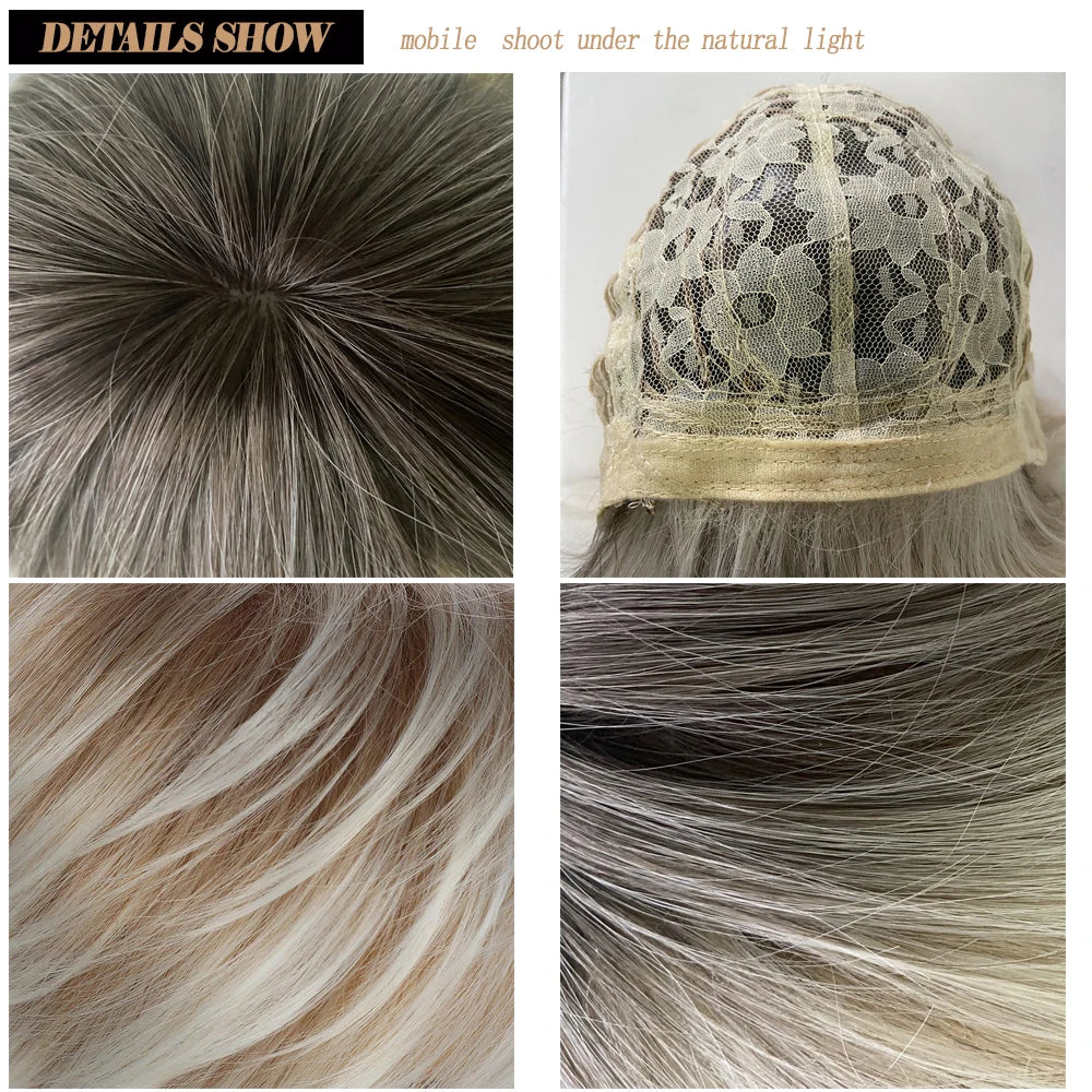 Short Ash Blonde Pixie Wig with Bangs for Crossdressers