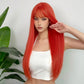 Long Straight Orange Wig with Bangs - Crossdresser's Daily Cosplay Heat Resistant Synthetic Hair