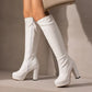 Crossdresser Glam: Black Knee-High Platform Boots with Red & White Heels - Perfect for Autumn/Winter Parties in Sizes 45-48