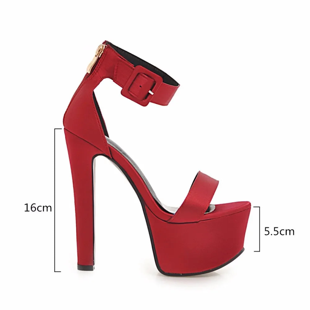 6.3 in (16 cm) Platform Sandals in Extended Sizes for Crossdressers - Style 2 - Image 2