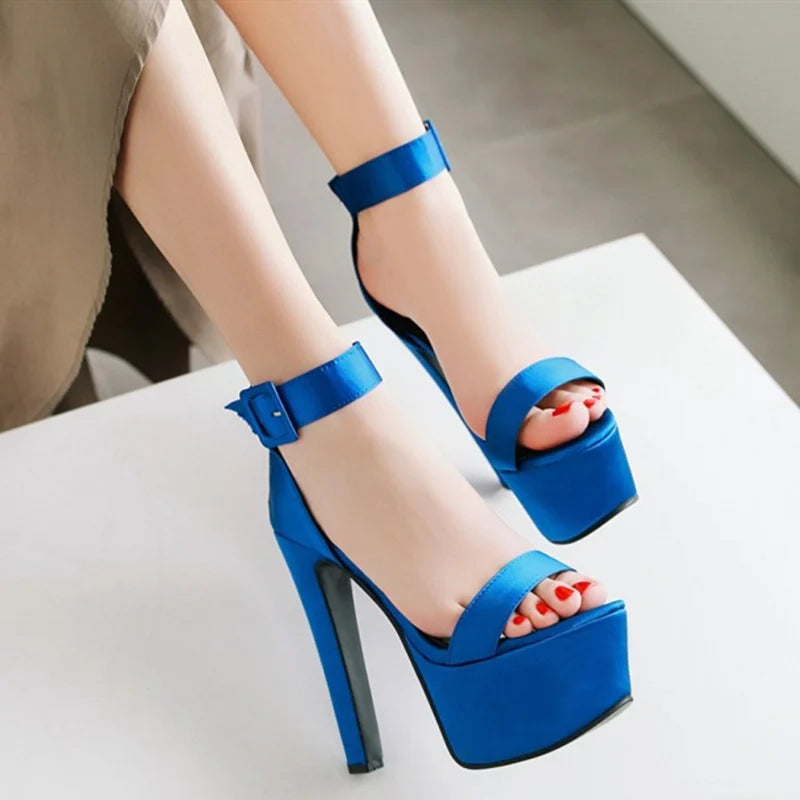 6.3 in (16 cm) Platform Sandals in Extended Sizes for Crossdressers - Style 2 - Image 5