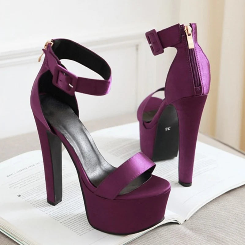 6.3 in (16 cm) Platform Sandals in Extended Sizes for Crossdressers - Style 2 - Image 4