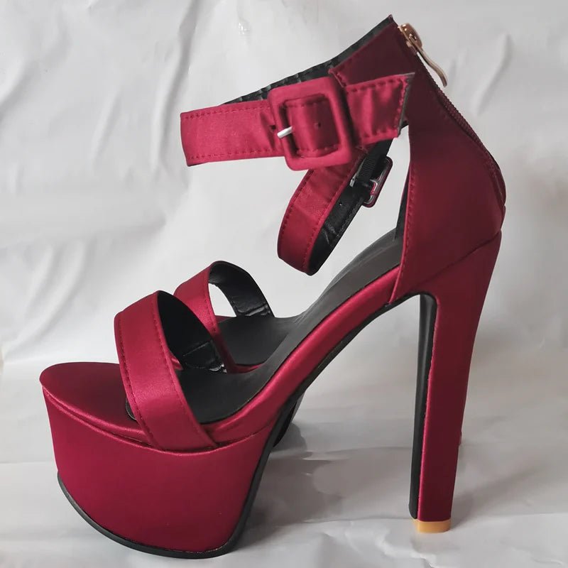 6.3 in (16 cm) Platform Sandals in Extended Sizes for Crossdressers - Style 2 - Image 3