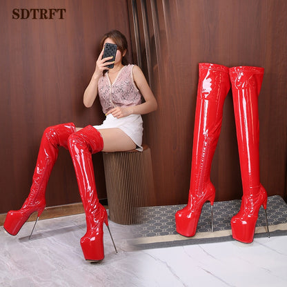 Pole Dancing Elegance: Stunning Over-the-Knee Stiletto Boots for Crossdressers - Enhance Your Style and Performance