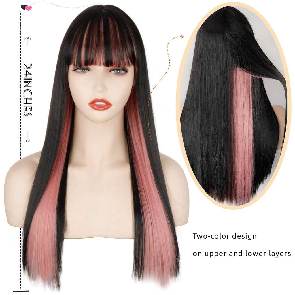 Long Two-Tone Straight Wig for Crossdressers
