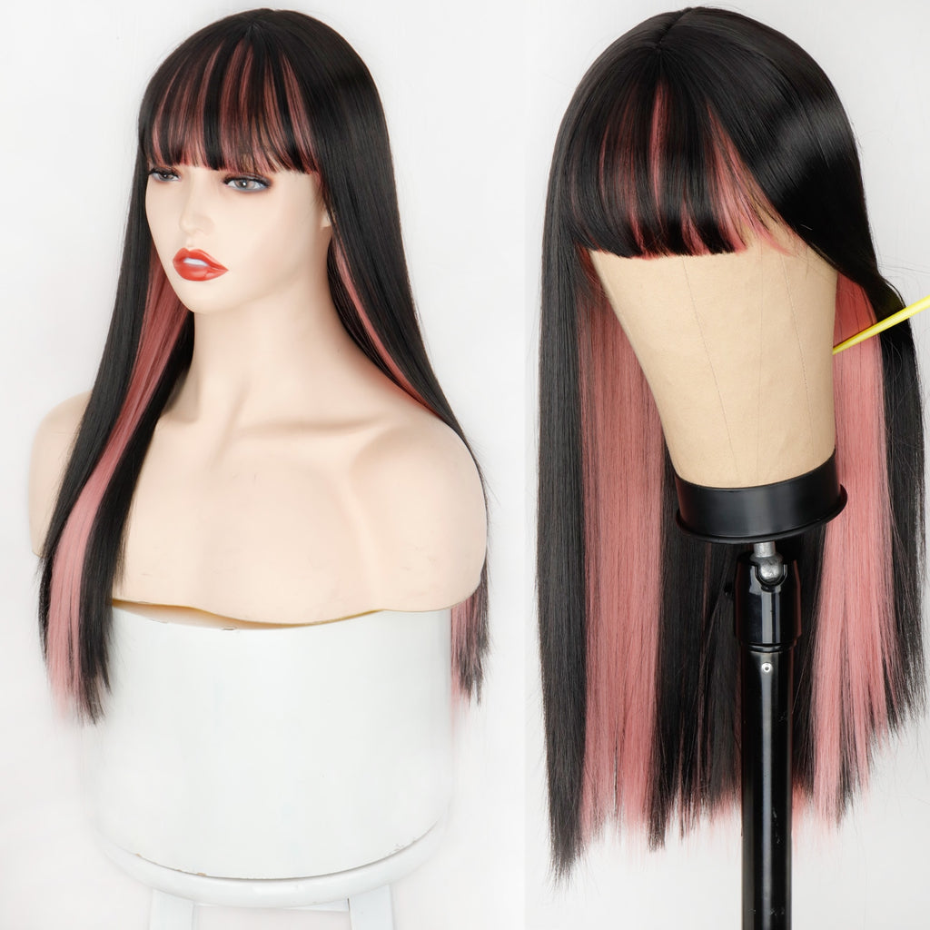 Long Two-Tone Straight Wig for Crossdressers