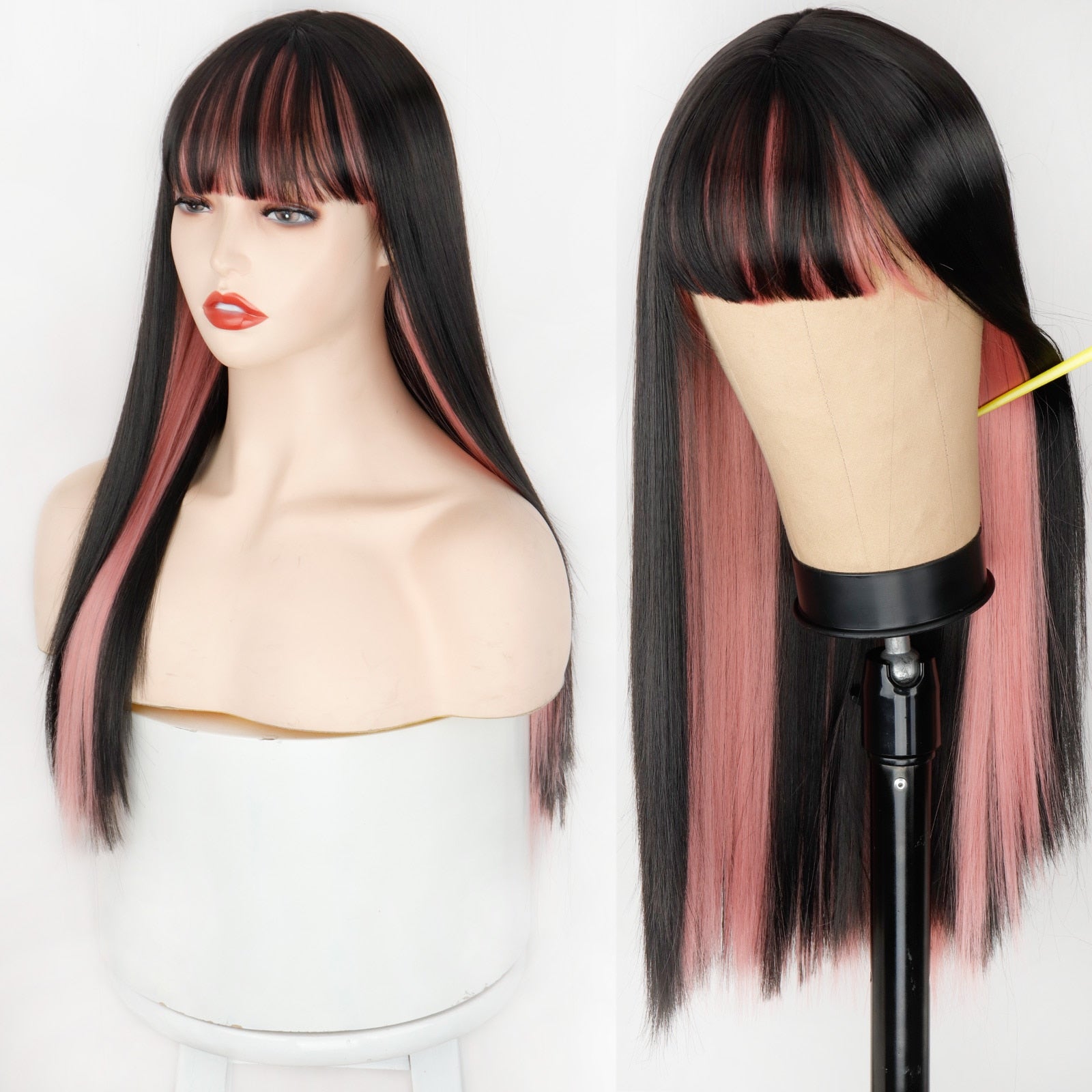Long Two-Tone Straight Wig for Crossdressers