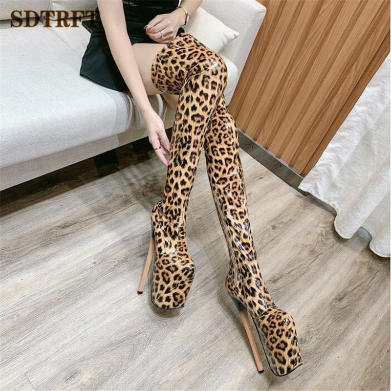 8.7 in (22 cm) Thigh-High Platform Boots for Crossdressers - Image 7
