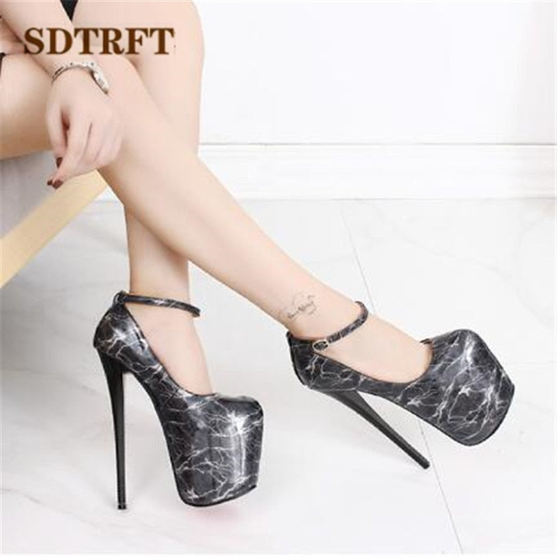 Buckle Stilettos Statement 20cm Thin High Heels for Cosplay and Parties Crossdresser Sizes US14 16