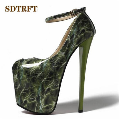 Buckle Stilettos Statement: 20cm Thin High Heels for Cosplay and Parties - Crossdresser Sizes US14-16