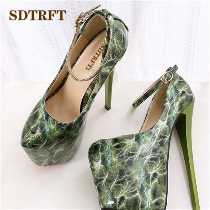 Buckle Stilettos Statement: 20cm Thin High Heels for Cosplay and Parties - Crossdresser Sizes US14-16