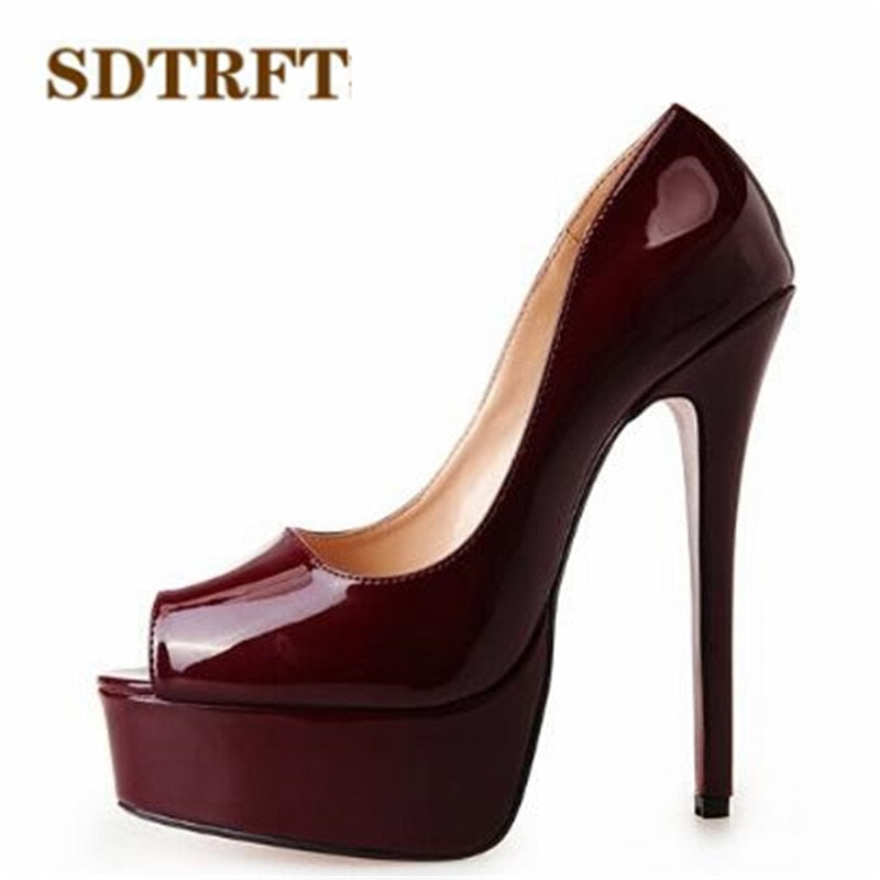 6.3 in (16 cm) Open-Toe Platform Sandals in Extended Sizes for Crossdressers - Image 9