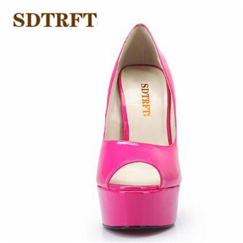 6.3 in (16 cm) Open-Toe Platform Sandals in Extended Sizes for Crossdressers - Image 6