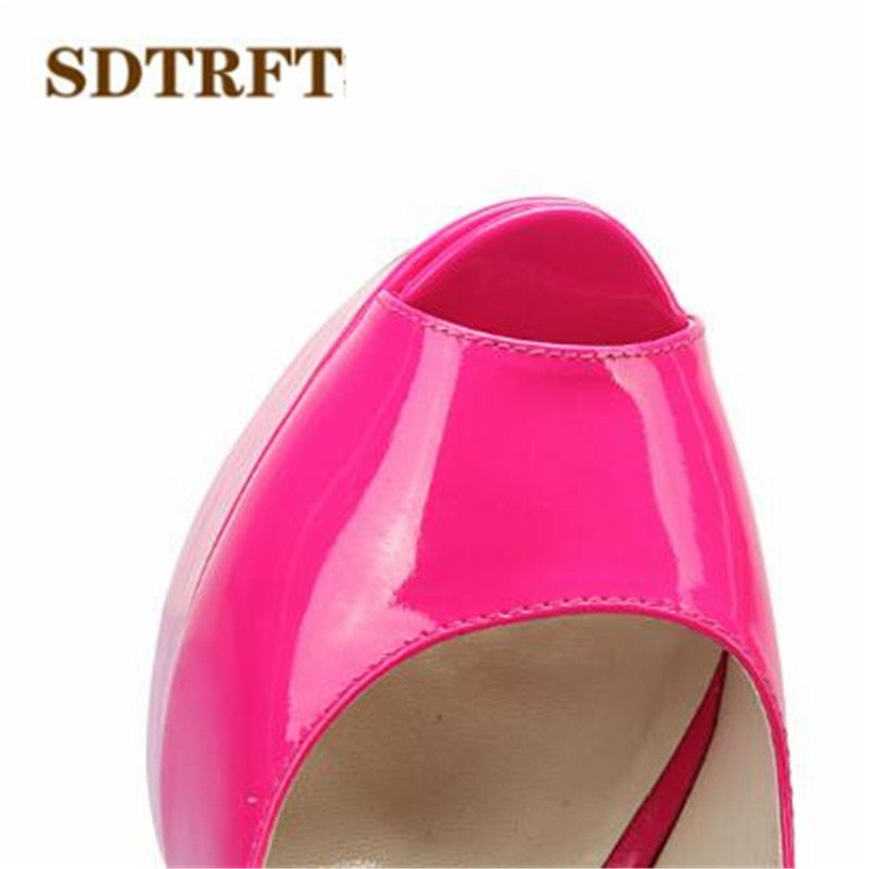 6.3 in (16 cm) Open-Toe Platform Sandals in Extended Sizes for Crossdressers - Image 5