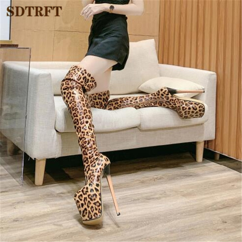 8.7 in (22 cm) Thigh-High Platform Boots for Crossdressers - Image 5