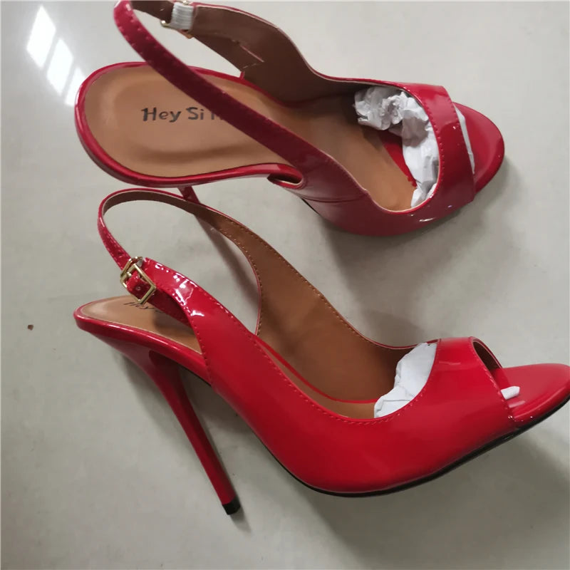 Women's High-heel Red Shoes, Fashionable & Elegant, Pointed Toe & Flower  Strap Design, Thin Heels, Suitable For Work And Dating | SHEIN