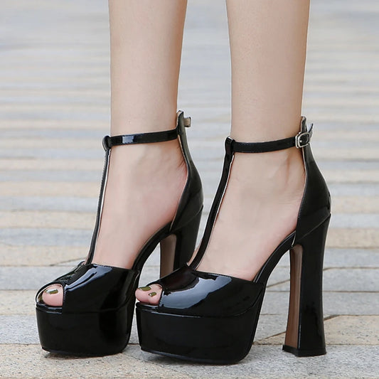 Party Glam: Crossdresser's Summer Sandals with T-Straps - High Heels Flip Flop in White, Black, Pink - Ladies' Big Size 44