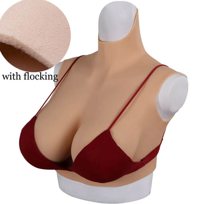 9th New L-K Cup Silicon Cosplay Boobs False Breast Party Breastplate Tranny Silicone Boobs With Flocking Huge Breast Forms