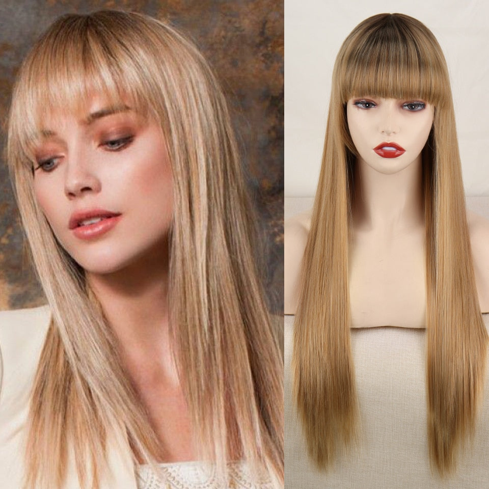 Long Two-Tone Straight Wig for Crossdressers