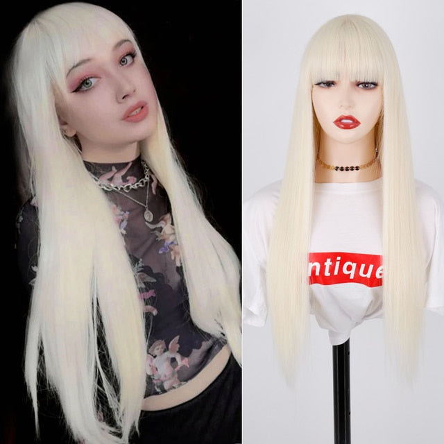 Long Two-Tone Straight Wig for Crossdressers