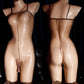 Sensual Men's Lingerie - Glossy Crotchless Bodystocking with Sheer Ultrathin Material and Open Crotch Strap Design.