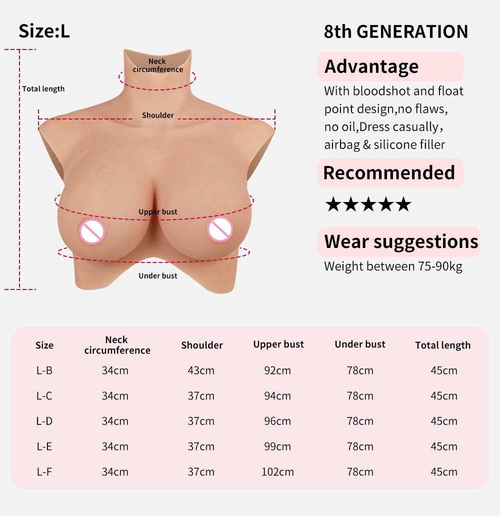 8th Generation Silicone Breast Forms for Crossdressers and Transgender Women: Enhance Your Feminine Look with Realistic Reusable Chest Enhancers
