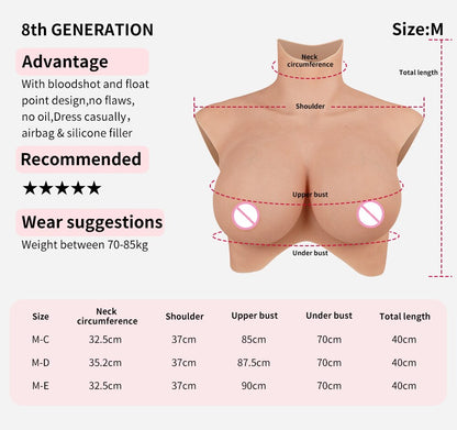 8th Generation Silicone Breast Forms for Crossdressers and Transgender Women: Enhance Your Feminine Look with Realistic Reusable Chest Enhancers