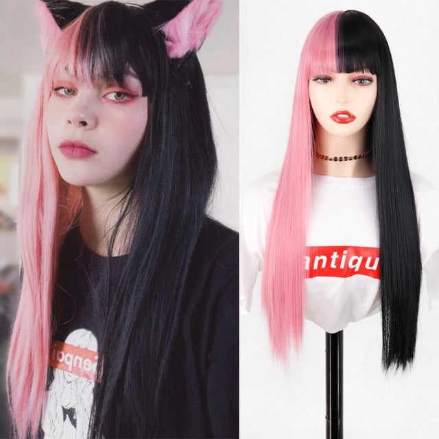 Long Two-Tone Straight Wig for Crossdressers
