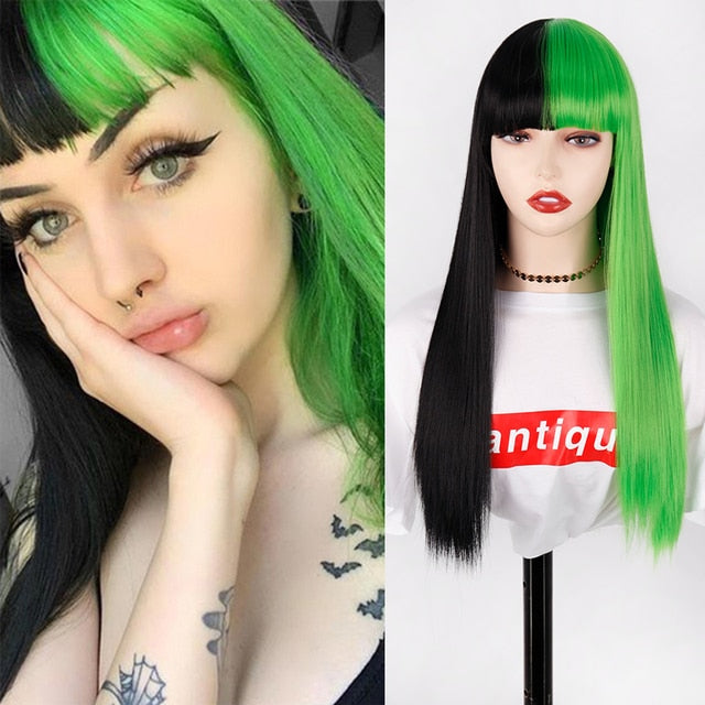 Long Two-Tone Straight Wig for Crossdressers
