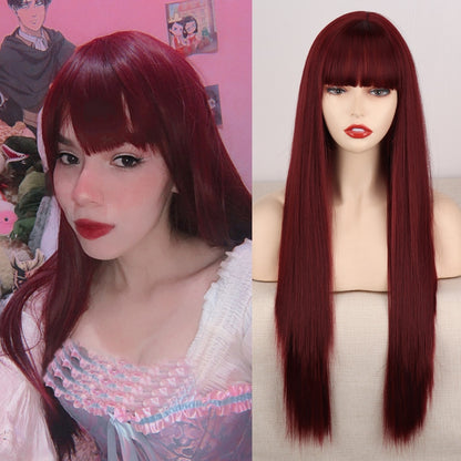 Double-Layered Pink and Black Synthetic Hair Wig for Crossdressers - Create an Extraordinary Look