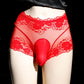 Men's Erotic Lingerie - Sexy Transparent Panties with Lace and Cock Ring for a Bold and Sensual Look.