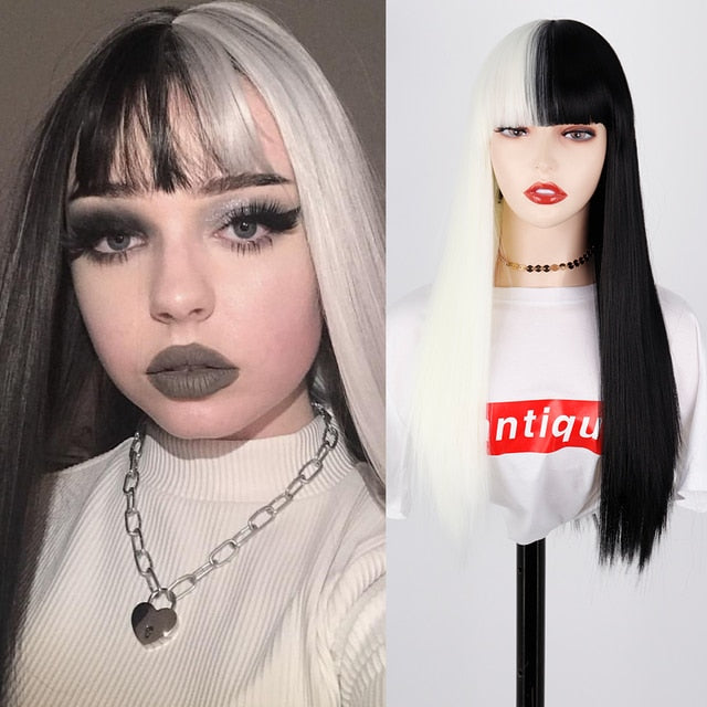 Long Two-Tone Straight Wig for Crossdressers