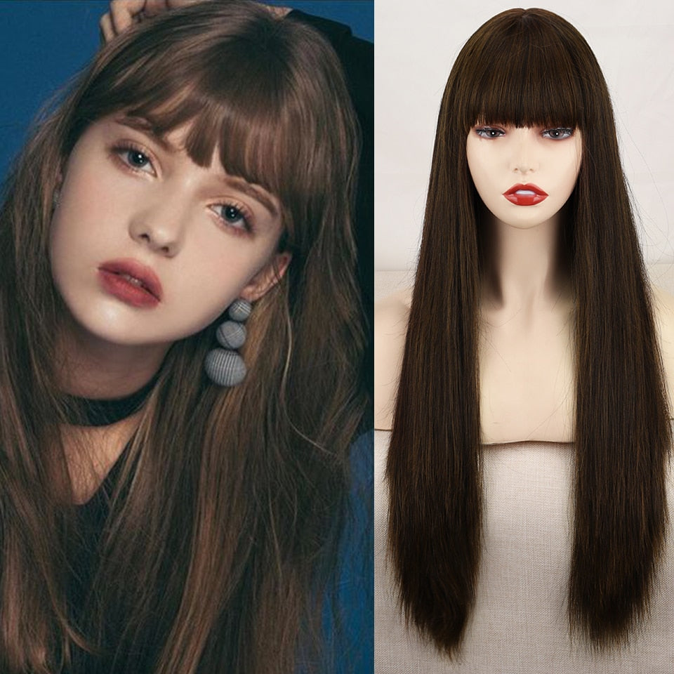Long Two-Tone Straight Wig for Crossdressers