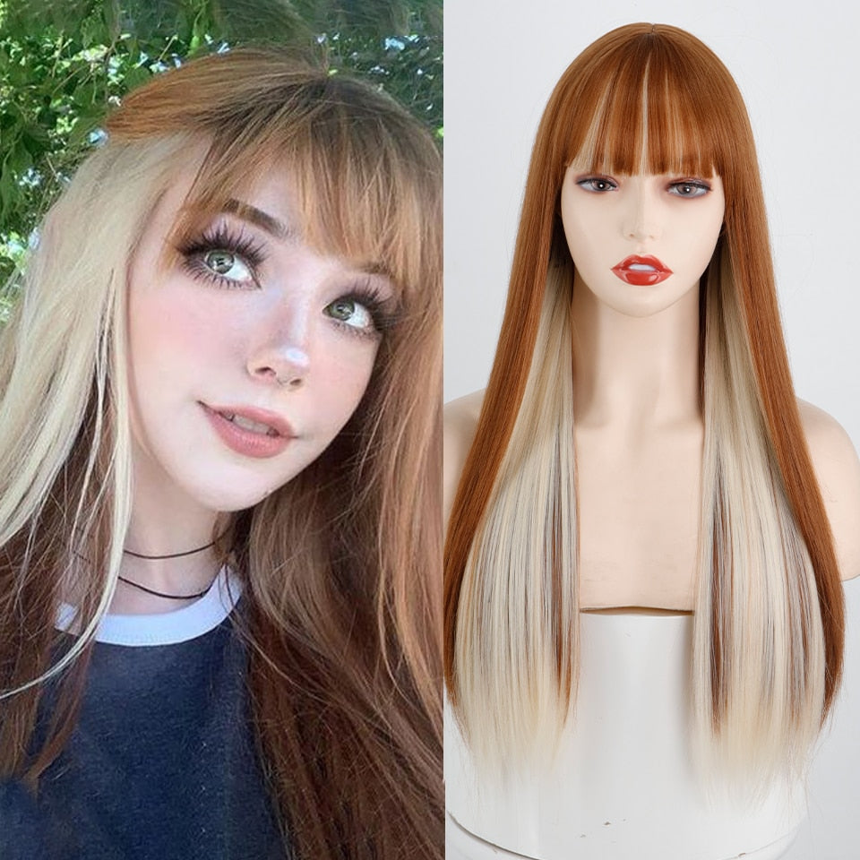 Long Two-Tone Straight Wig for Crossdressers