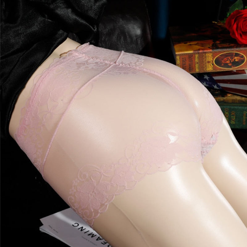 Men's Erotic Lingerie - Sexy Transparent Panties with Lace and Cock Ring for a Bold and Sensual Look.