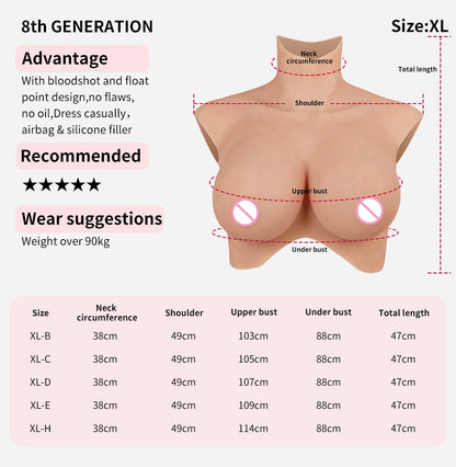 8th Generation Silicone Breast Forms for Crossdressers and Transgender Women: Enhance Your Feminine Look with Realistic Reusable Chest Enhancers