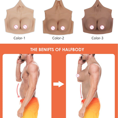 Oil-Free Silicone Breast Plate for Crossdressers and Transgender Women - H Cup Size, Natural Look