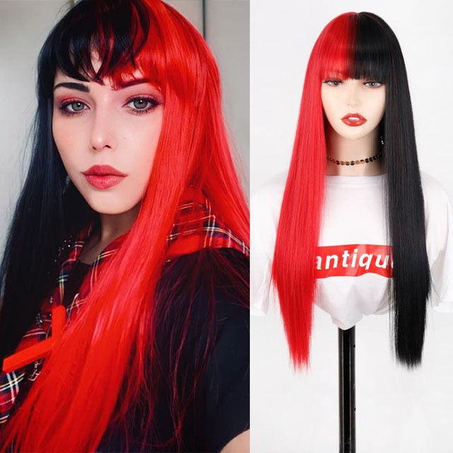 Long Two-Tone Straight Wig for Crossdressers