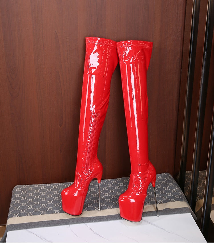 Pole Dancing Elegance: Stunning Over-the-Knee Stiletto Boots for Crossdressers - Enhance Your Style and Performance