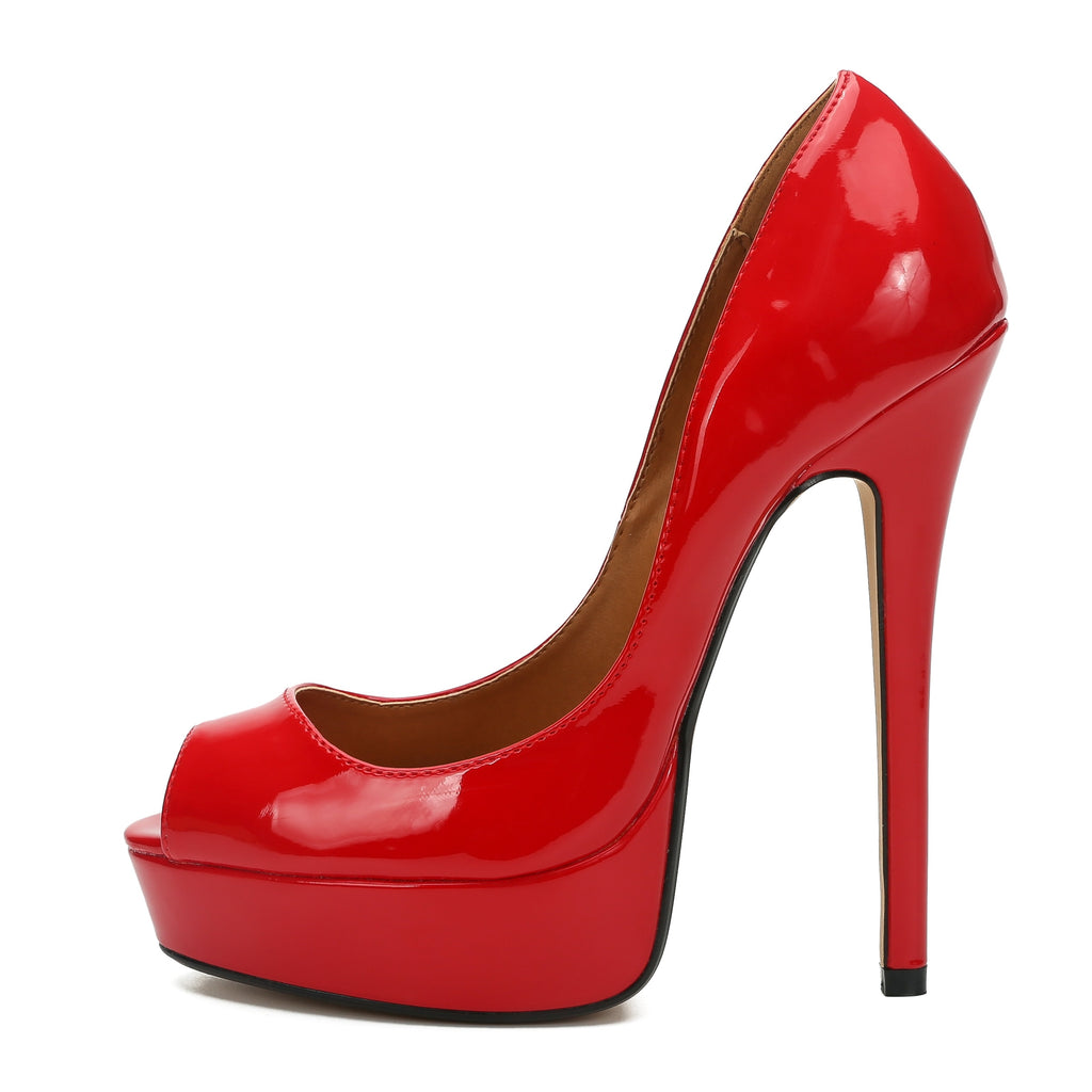 6.3 in (16 cm) Open-Toe Platform Sandals in Extended Sizes for Crossdressers - Image 10