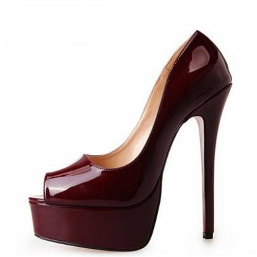 6.3 in (16 cm) Open-Toe Platform Sandals in Extended Sizes for Crossdressers - Image 1