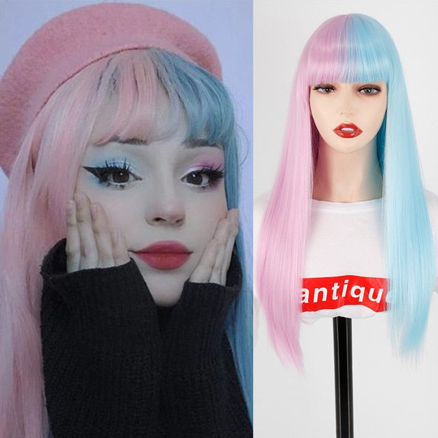 Long Two-Tone Straight Wig for Crossdressers