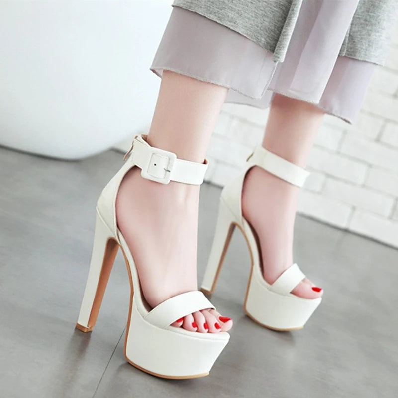 6.3 in (16 cm) Platform Sandals in Extended Sizes for Crossdressers - Image 5