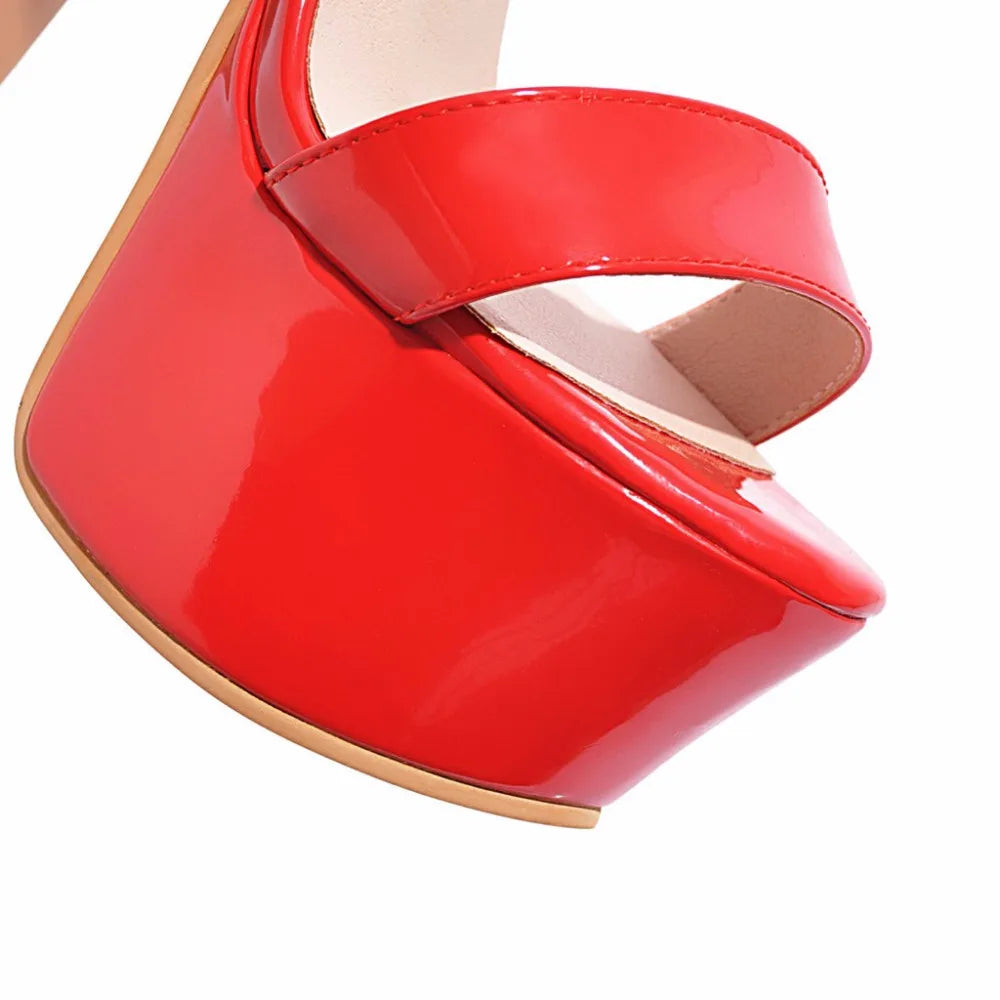 6.3 in (16 cm) Platform Sandals in Extended Sizes for Crossdressers - Image 3
