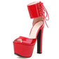 Party-Ready Luxury: Crossdresser Platform Sandals with Ankle Strap in Red, Size 44, for a Sexy Summer