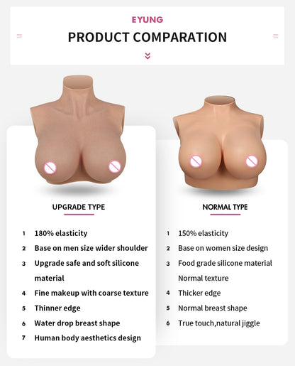 Drag Queen Breastplate For LGBT Sissy Dresses Crossdresser H Cup Silicone Breast Forms Fake Chest Shemale Boobs Male To Female