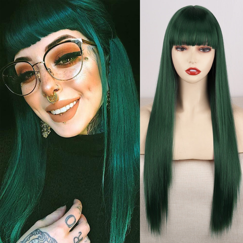 Long Two-Tone Straight Wig for Crossdressers